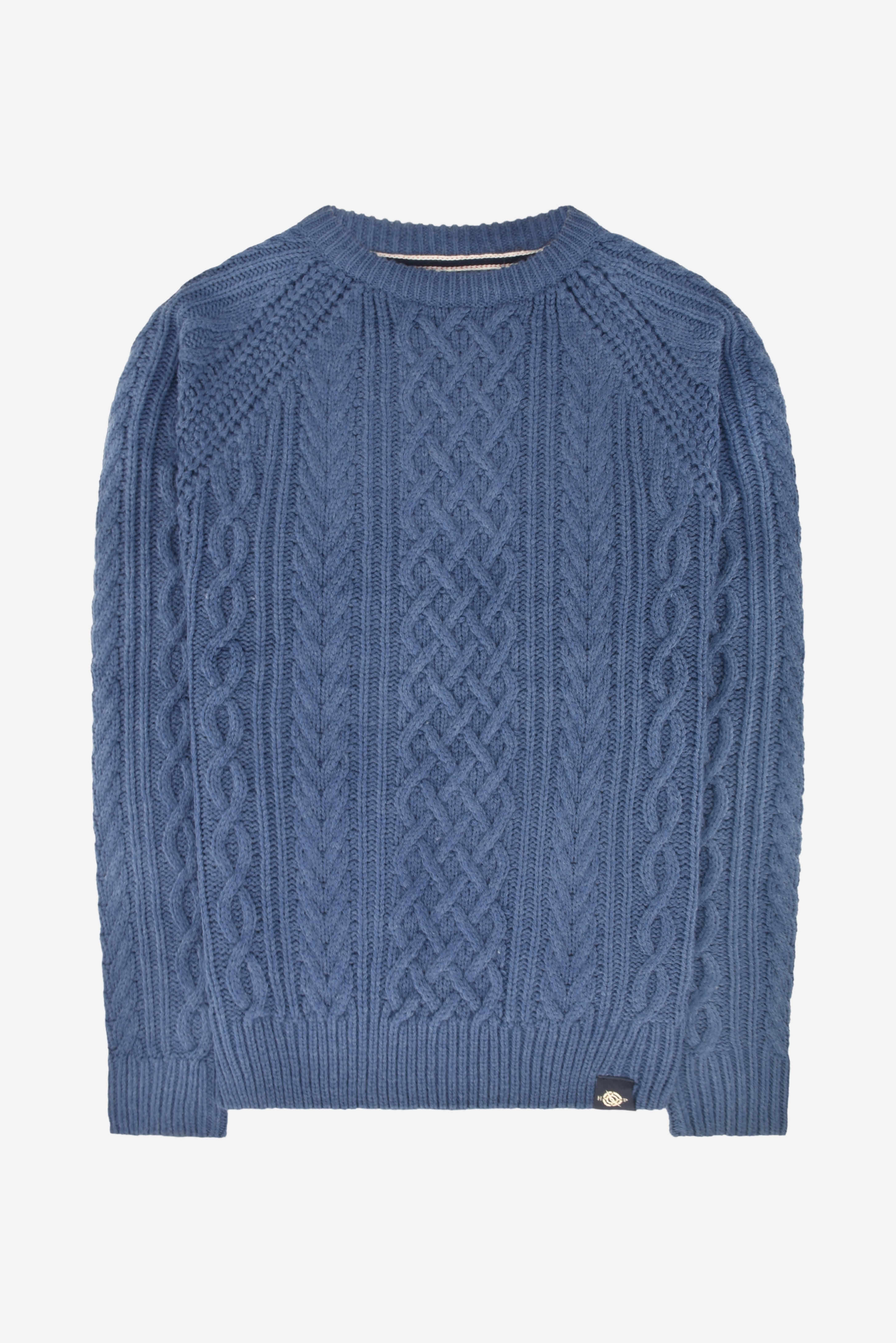 Humble Pioneer Men's Denim Fisherman Cable Knit Jumper