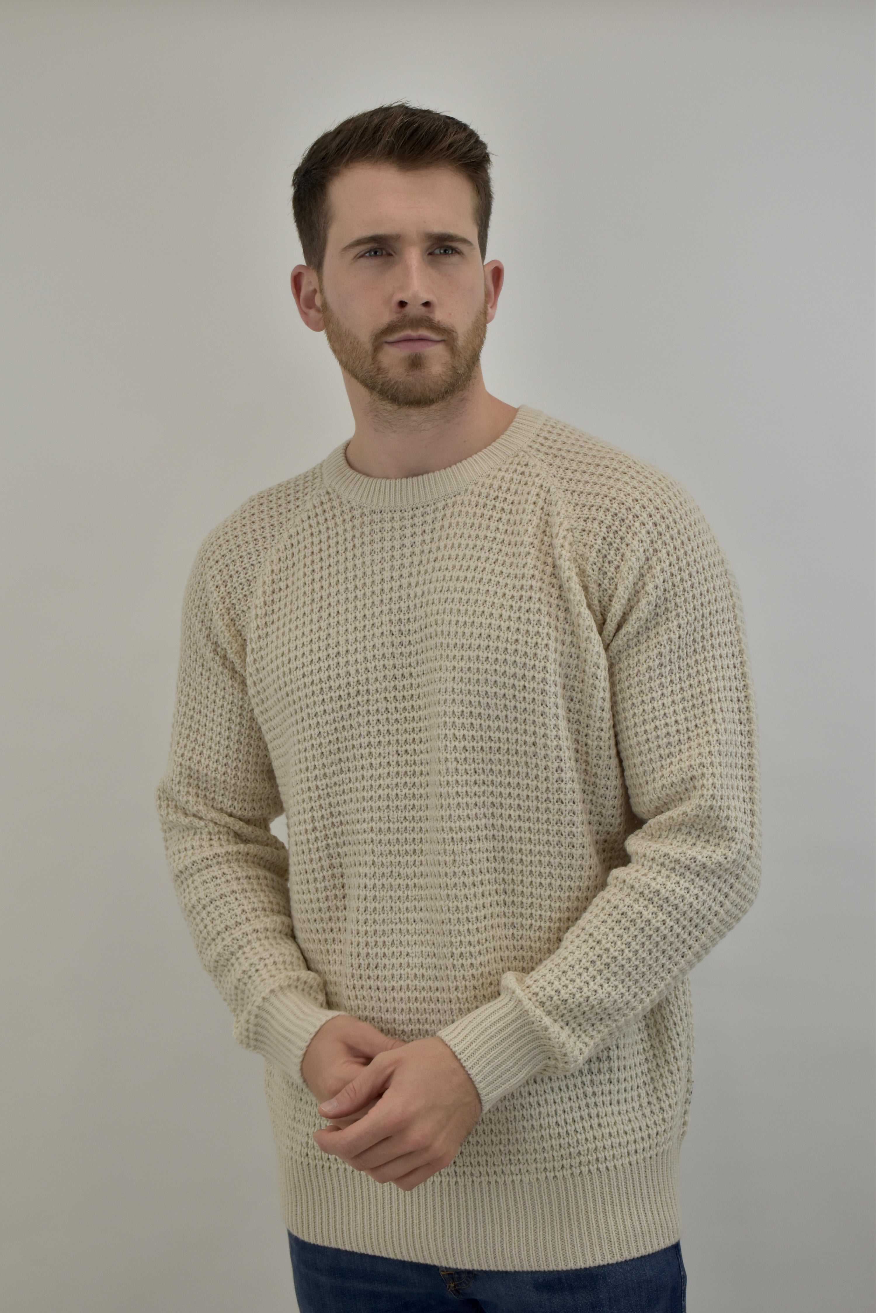 Clacx Ls Waffle Stitch Crew Neck Olive