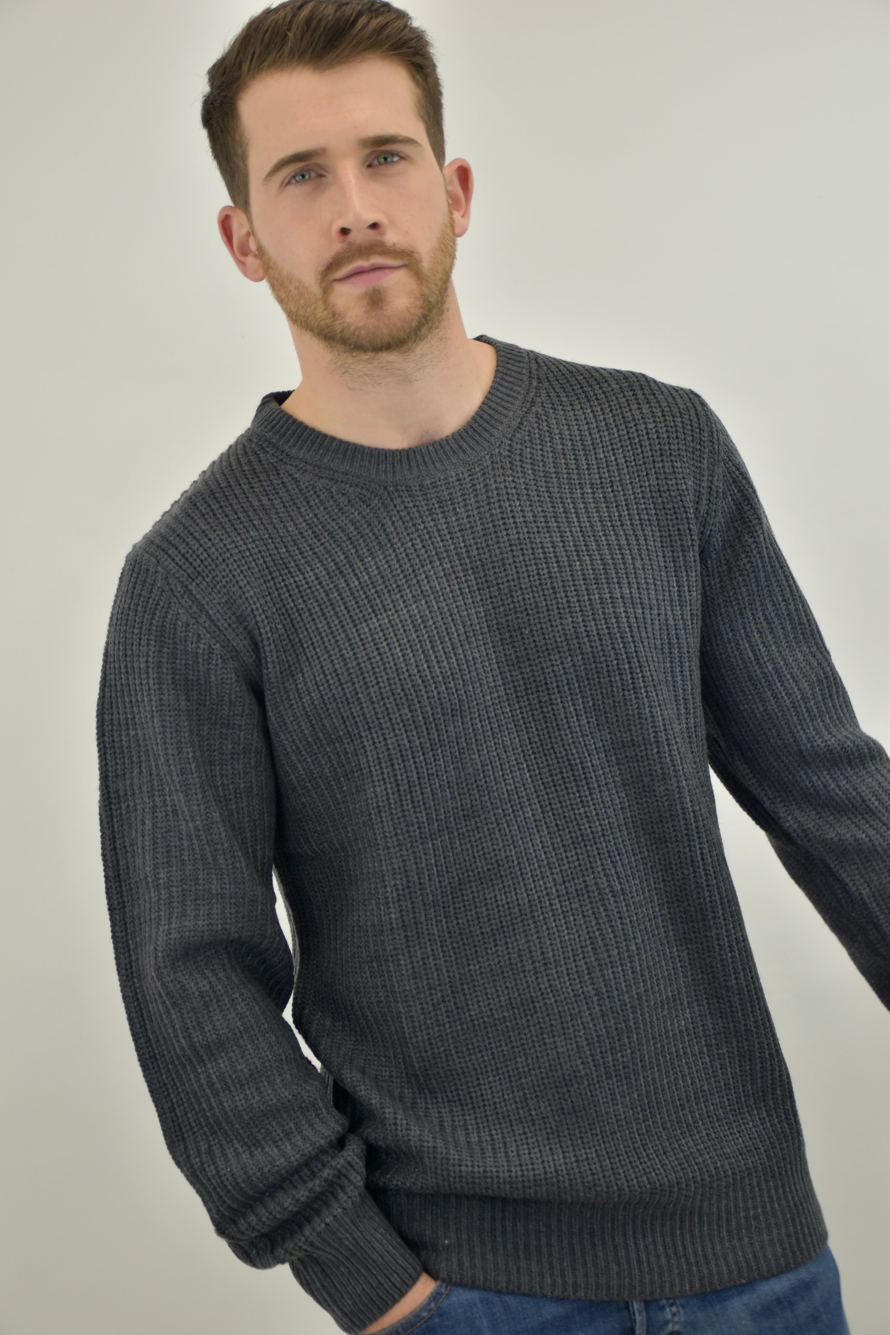 Humble Pioneer - Men's Charcoal Fisherman Rib Crewneck Humble Pioneer - Men's Charcoal Fisherman Rib Crewneck