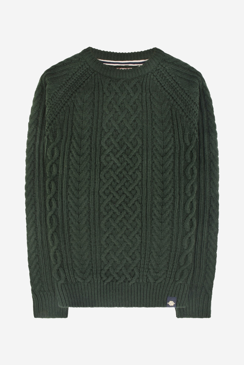 Cable Knit Mens Army Green Sweater Humble Pioneer Men's Dark Olive