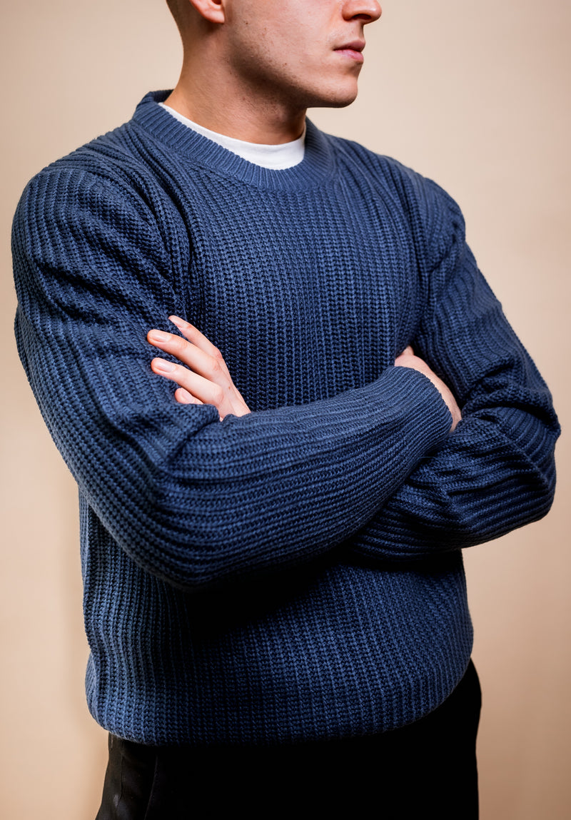 Humble Pioneer - Men's Midnight Blue Fisherman Rib Crewneck