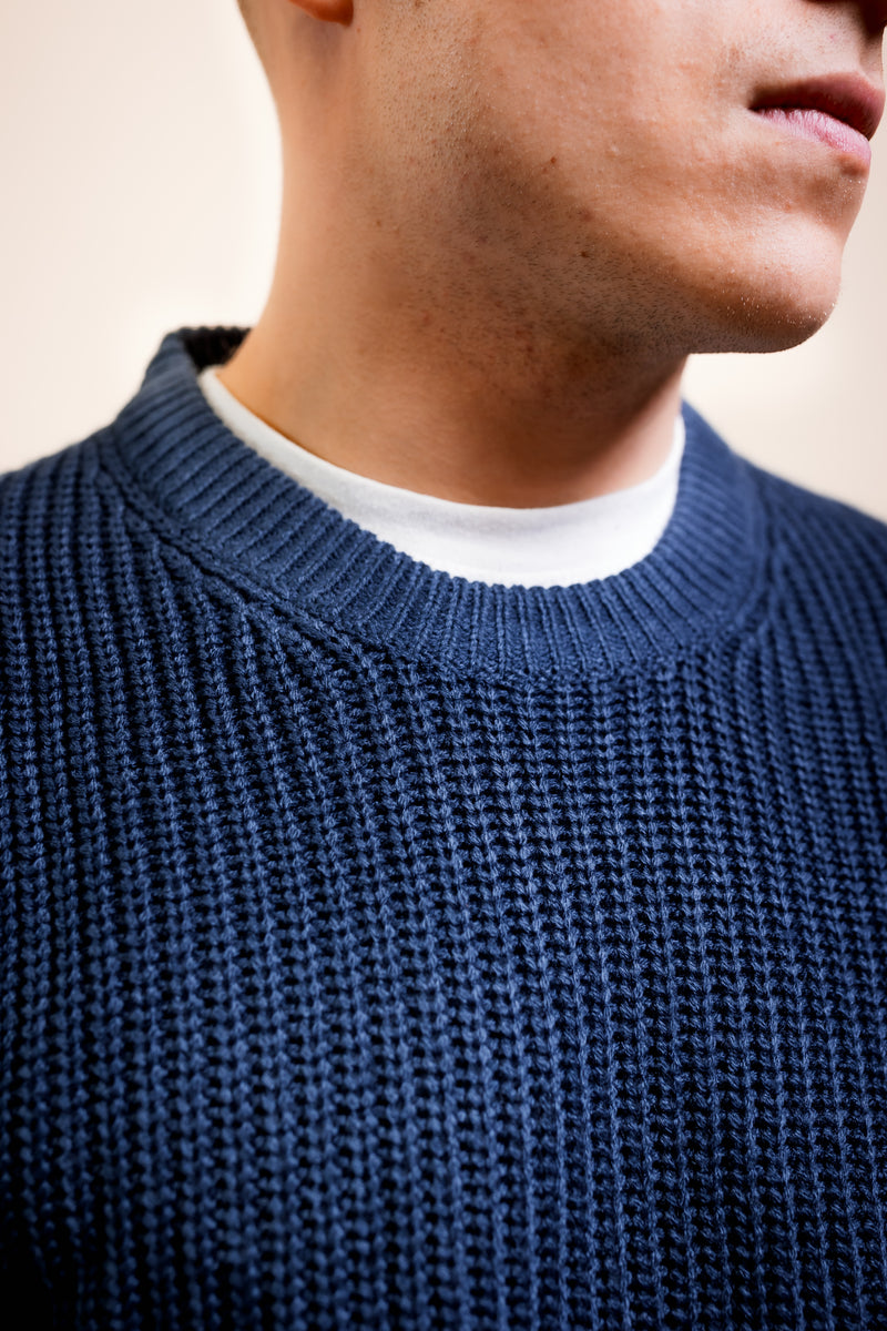 Humble Pioneer - Men's Midnight Blue Fisherman Rib Crewneck