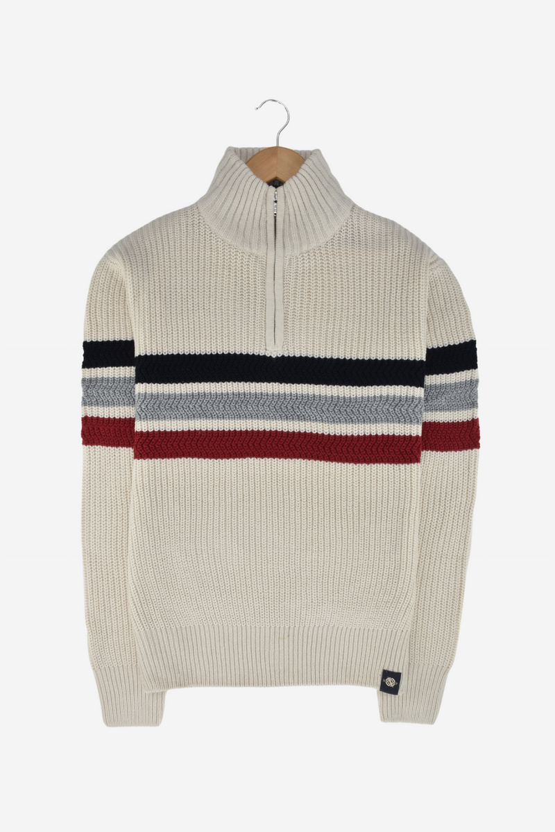 Humble Pioneer - Men's Ecru Striped Half Zip