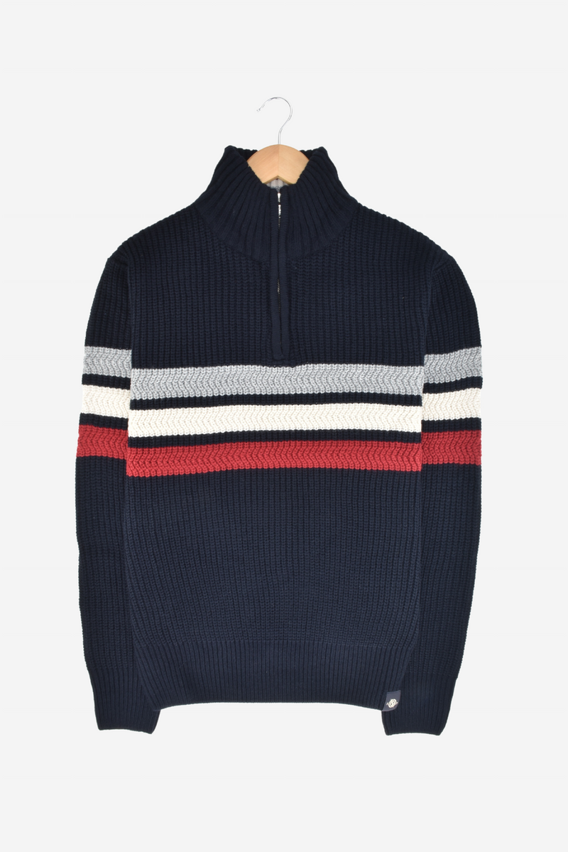 Humble Pioneer - Navy Striped Half Zip
