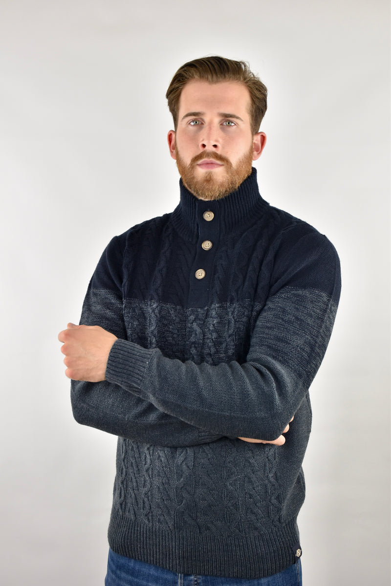 Humble Pioneer - Men's Navy Placket Jumper