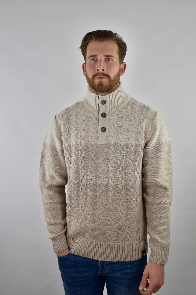 Humble Pioneer - Men's Ecru Placket Jumper