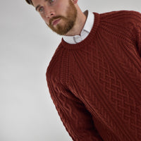 Humble Pioneer Men s Rust Fisherman Cable Knit Jumper