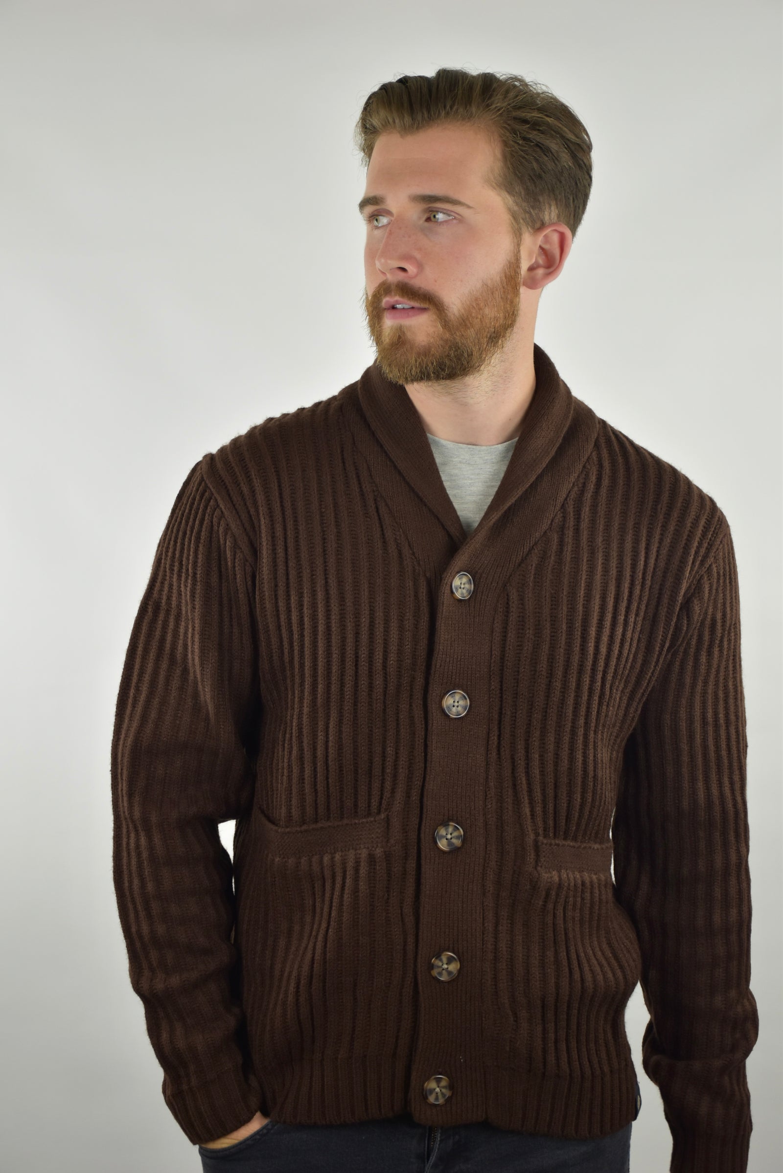 Humble Pioneer - Dark Brown Shawl Cardigan