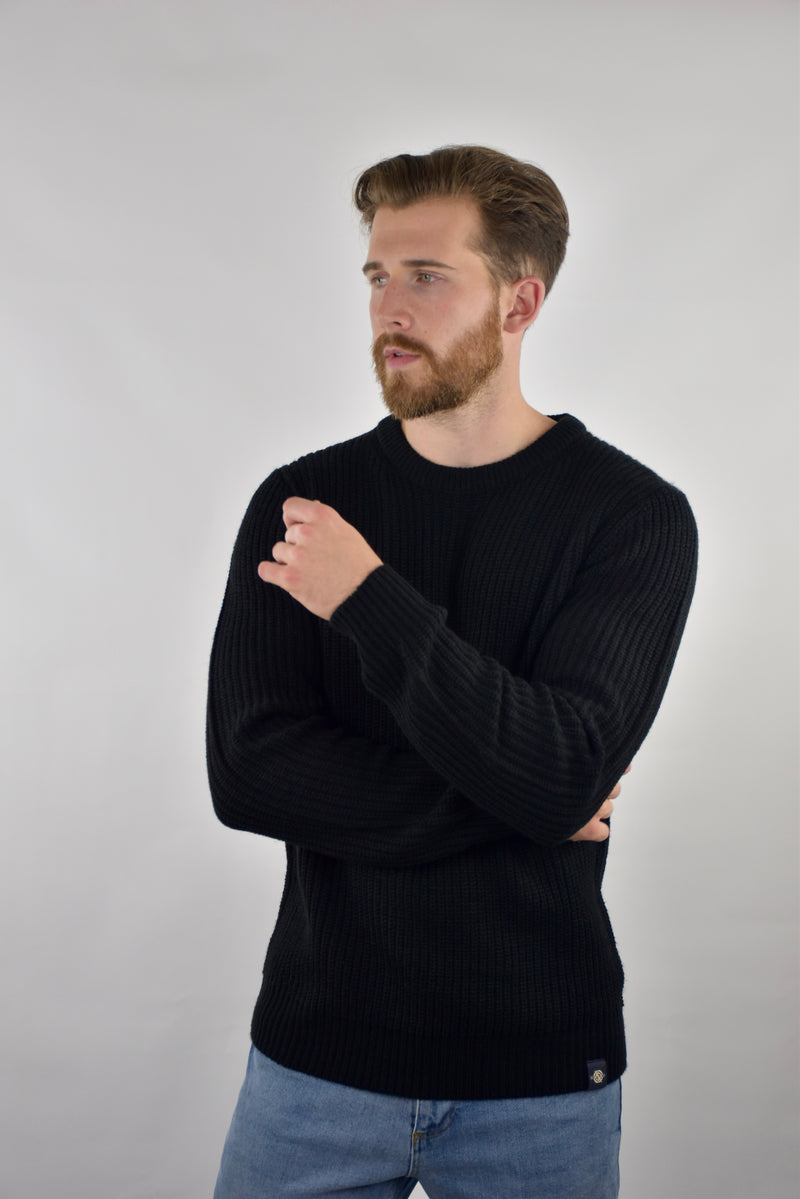 Humble Pioneer - Men's Black Fisherman Rib Crewneck
