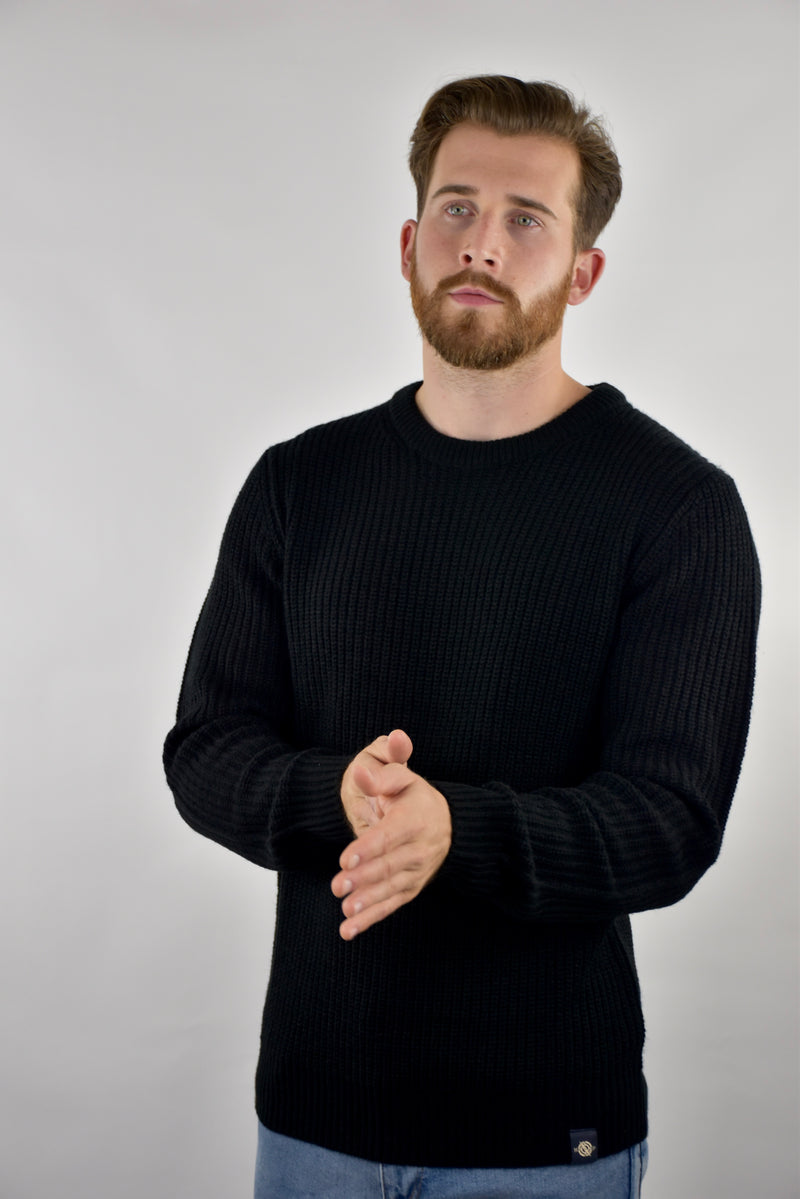 Humble Pioneer - Men's Black Fisherman Rib Crewneck
