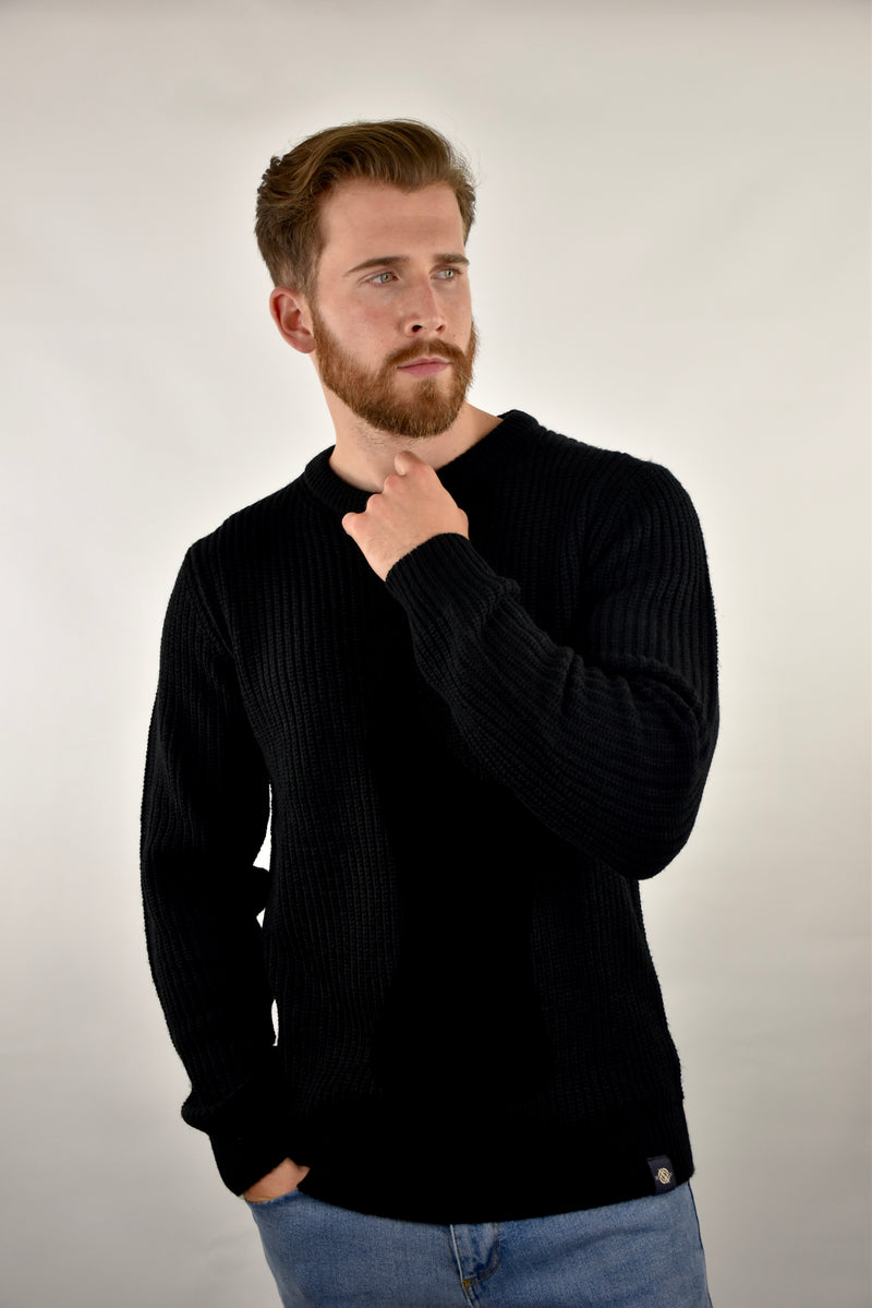 Humble Pioneer - Men's Black Fisherman Rib Crewneck
