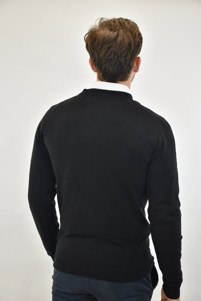 Humble Pioneer - Black Soft Touch V Neck Jumper